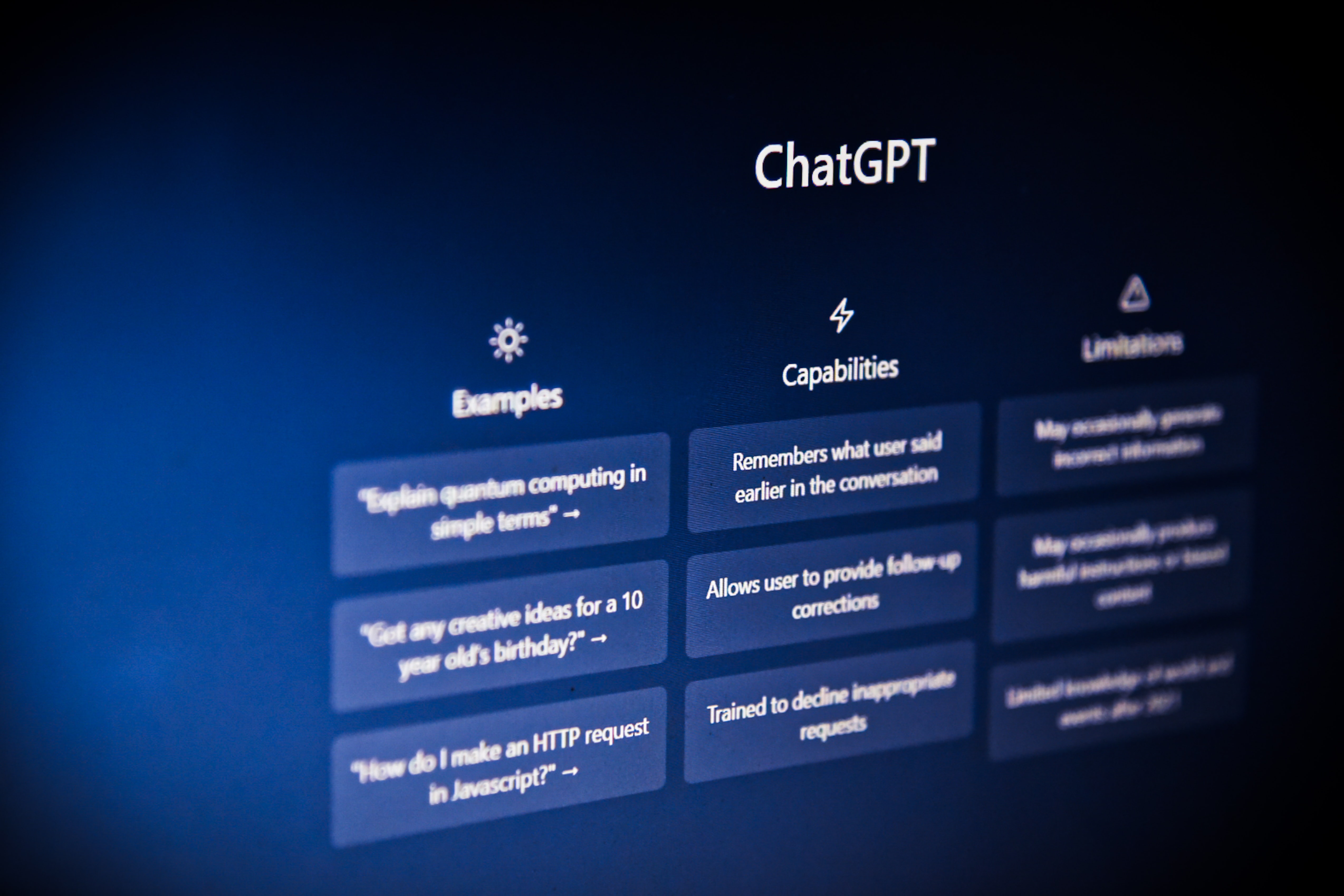 closeup of the chatgpt prompt screen