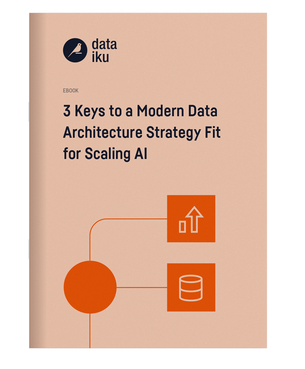 3d ebook cover that says '3 keys to a modern data architecture strategy fit for scaling ai'